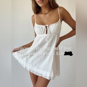 Princess Polly empress of love mini dress white eyelet babydoll NWT Size 0